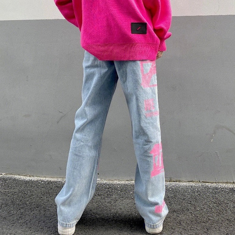 Pink Graphic Y2K Jeans