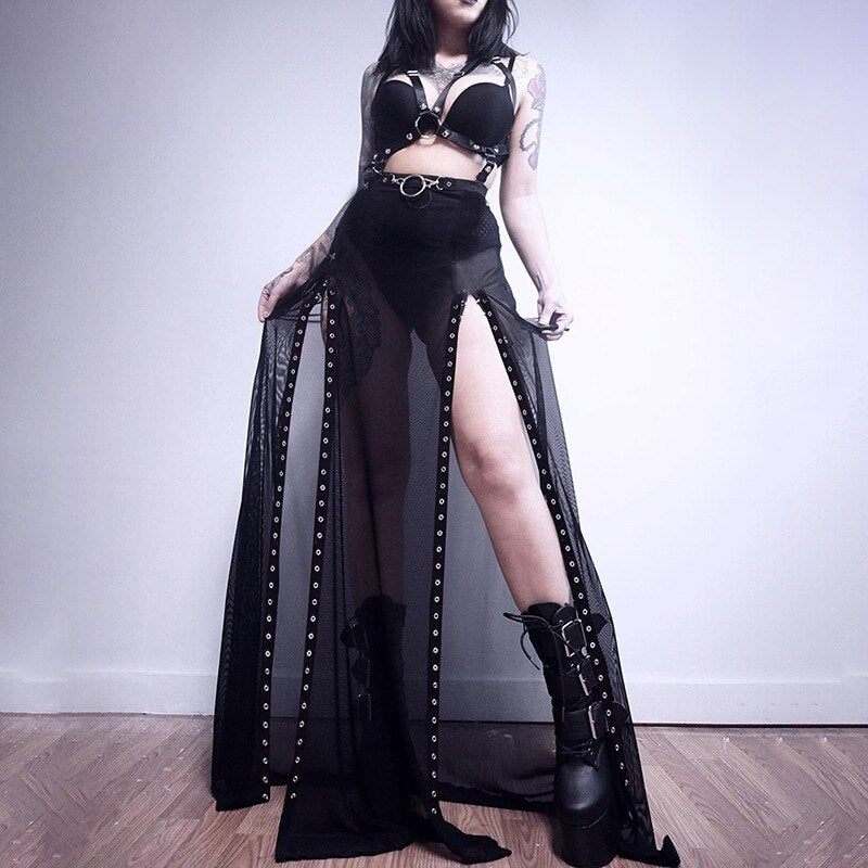 Black Gothic Punk Slit Skirts