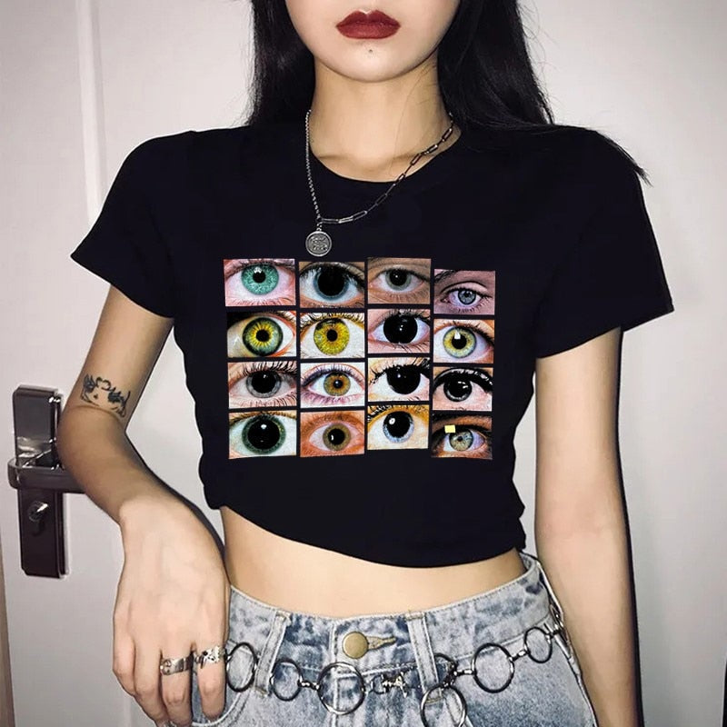 Different Eye Color Crop Top