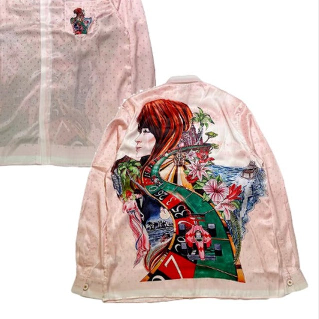 Multi Color Graphics Long Sleeve Silk