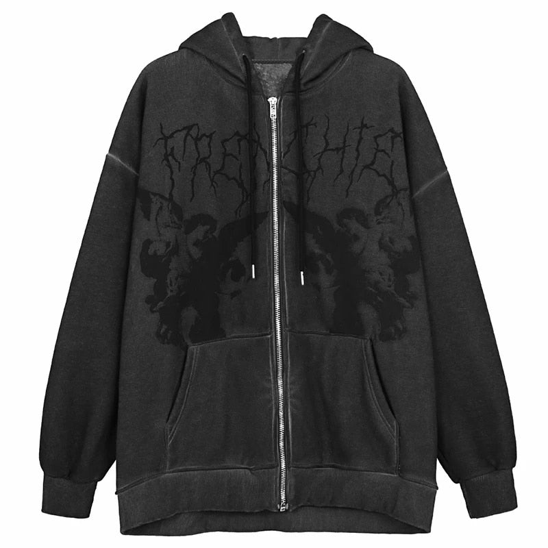 Society Goth Printed Oversized Hoodie