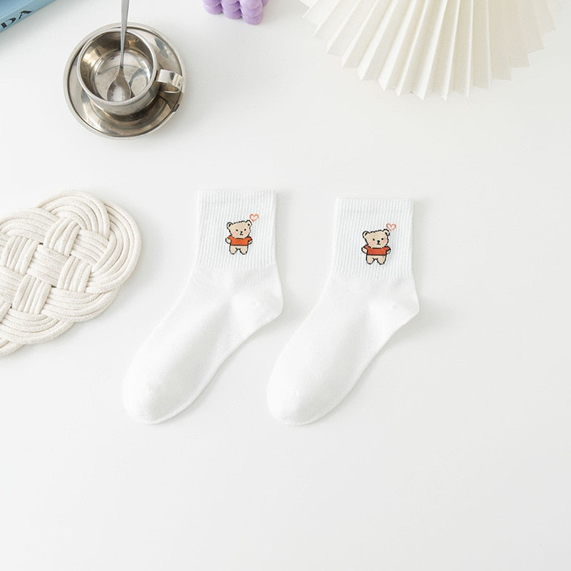 White And Fancy Cotton Socks