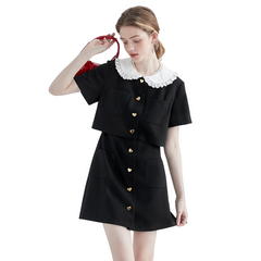 Chic Black Short Sleeve Shirt Dress