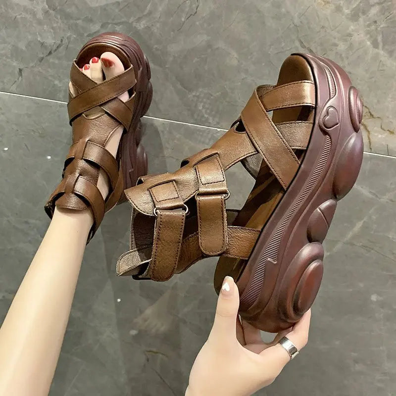 Modern Button Platform Sandals