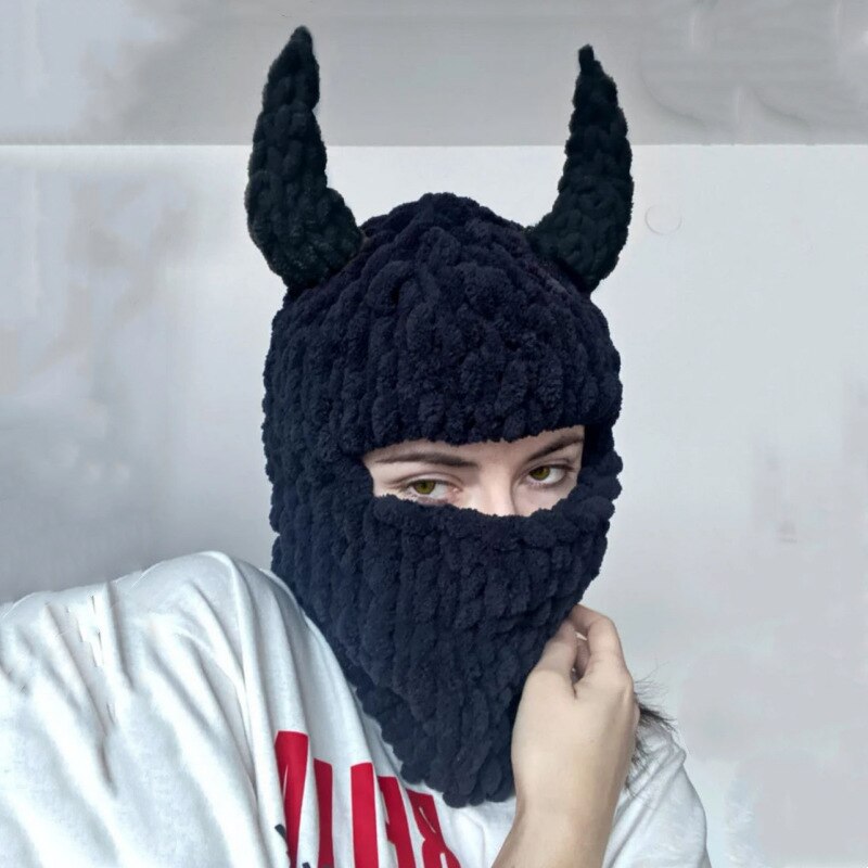 Devil's Horn Knit Balaclava