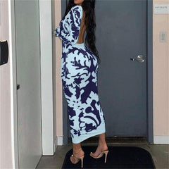 Camouflage Long-sleeve Backless Dress