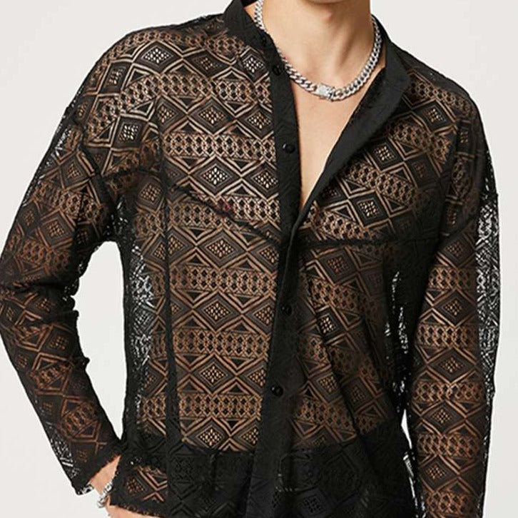 Transparent Black Long-Sleeved Shirt