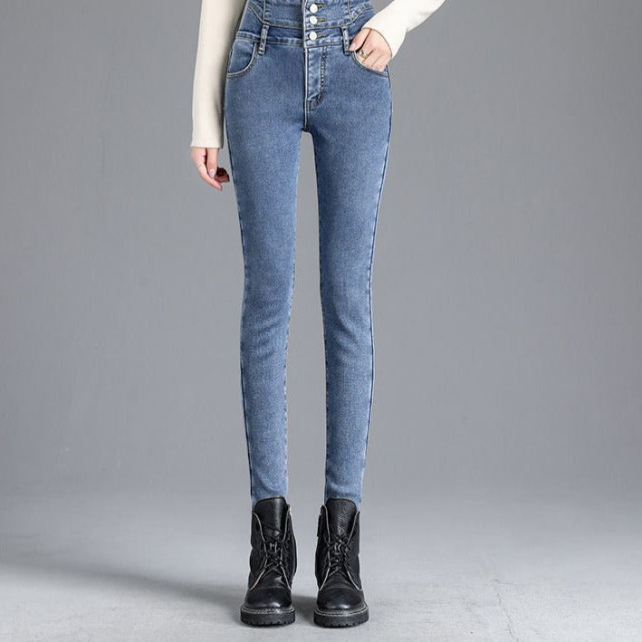 Denim Thick Skinny High Waist Pencil Winter Pants