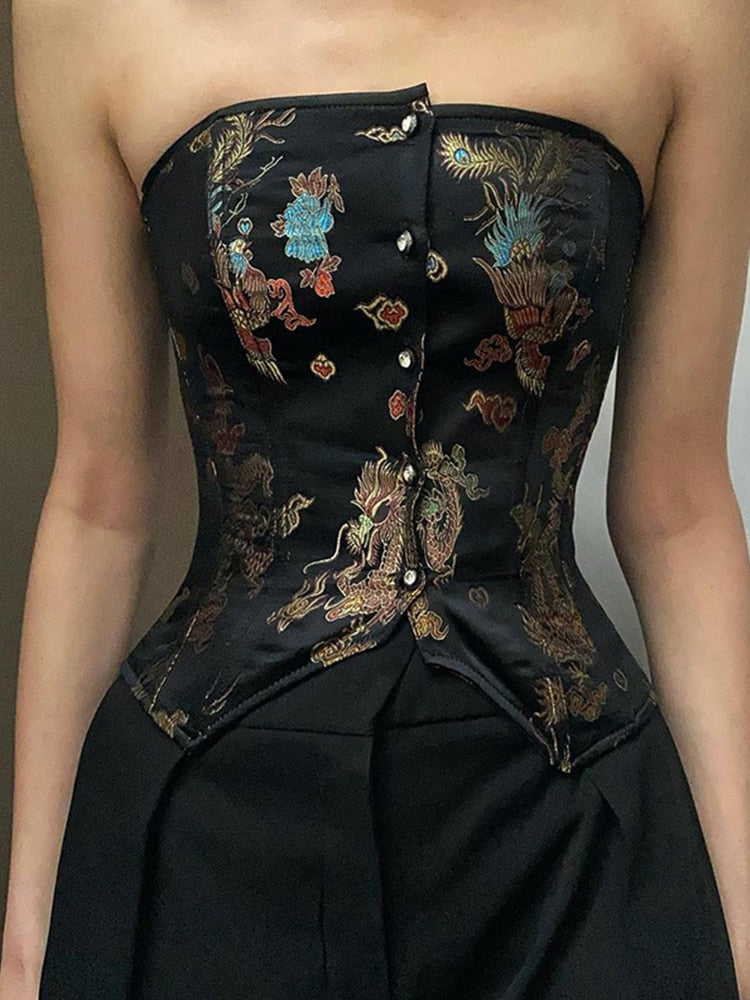 Black Floral Corset