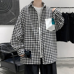 Black and White Check Oversized Long Sleeve Shirt