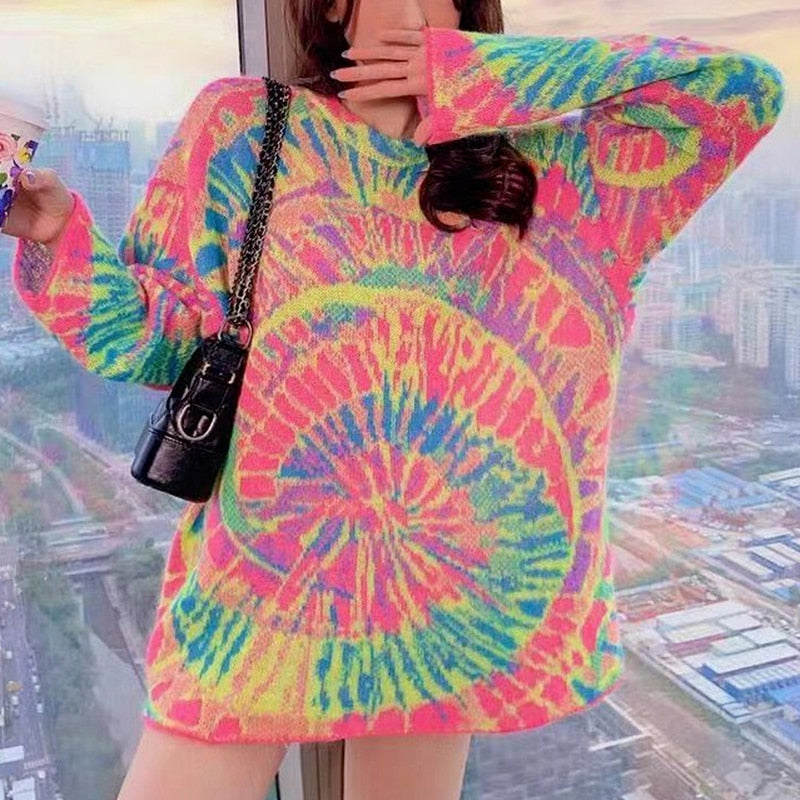 Tie Dye Oversized Knitted Sweater