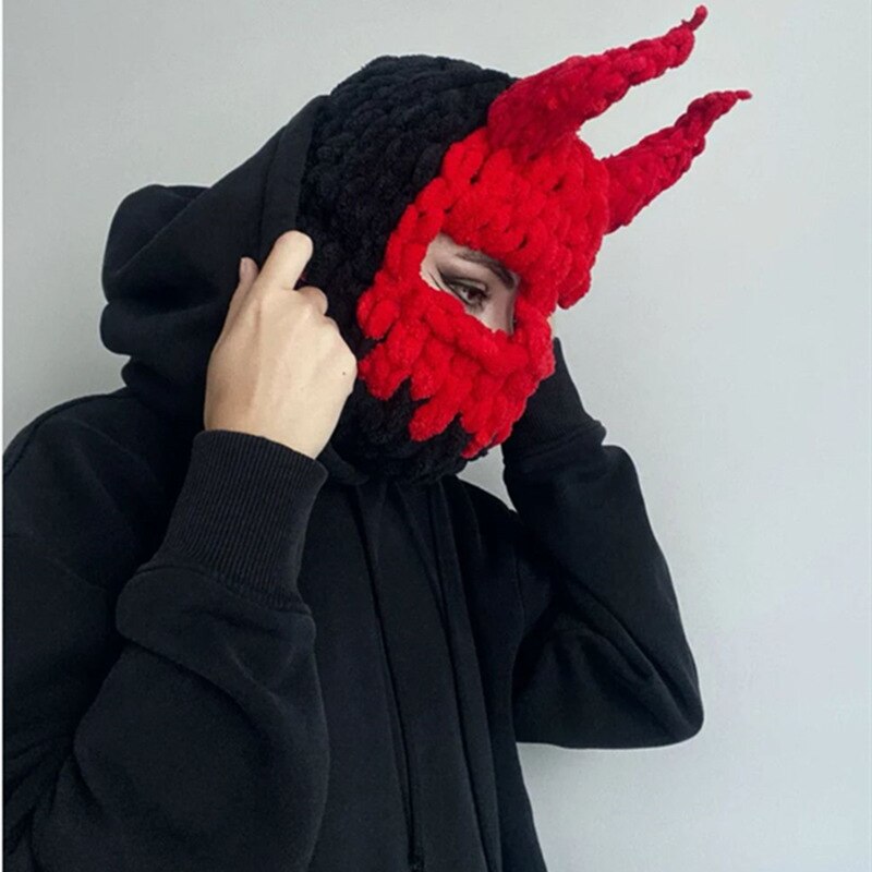 Devil's Horn Knit Balaclava