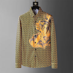 Luxury Tiger Print Long Sleeve Shirt