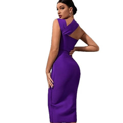 Purple Solid Color Sleeveless Elegant Bandage Dress