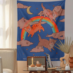 Celestial Rainbow Cat  Tapestry