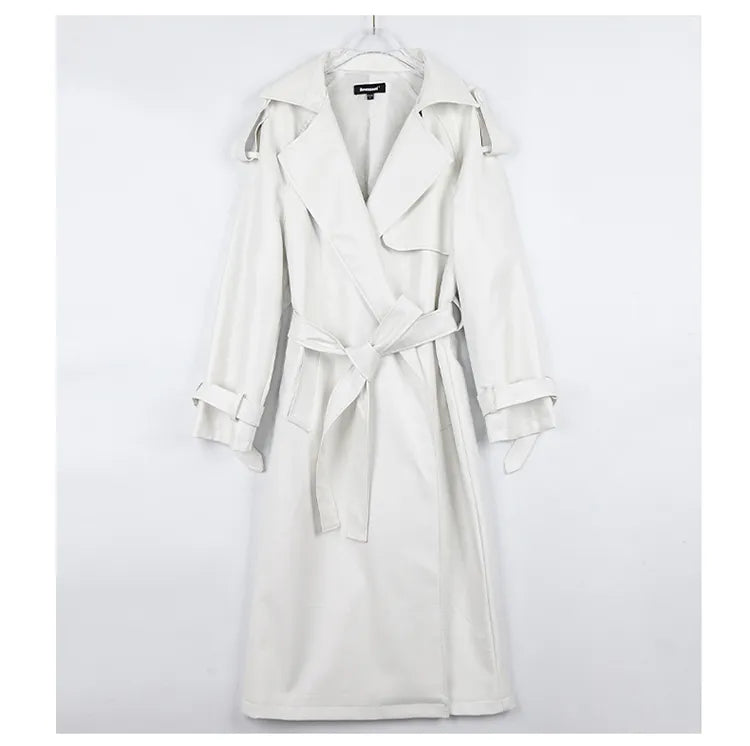 Waterproof PU Leather Trench Coat