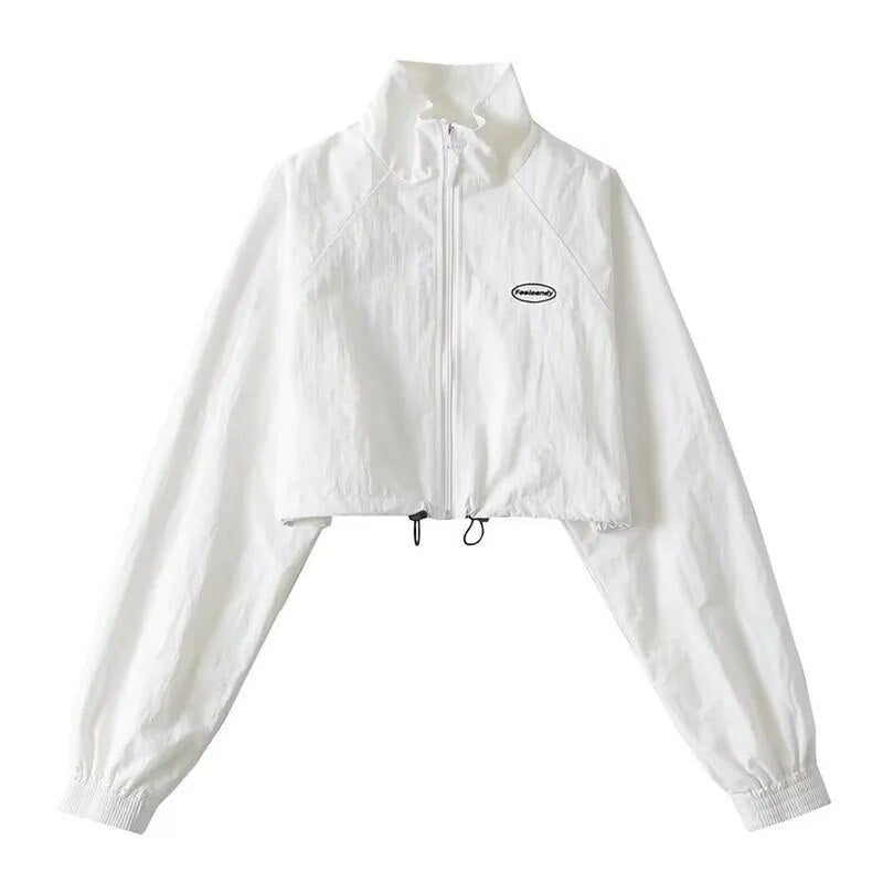 Cropped Windbreaker Long Sleeve Jacket