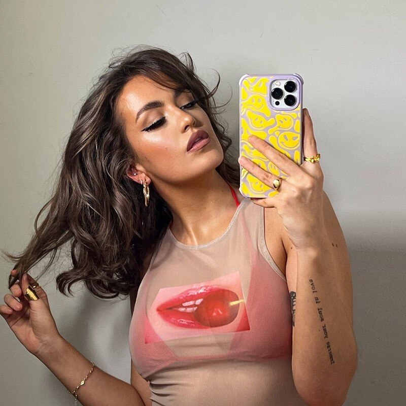 Lip Cherry See-Through Tank Crop Top