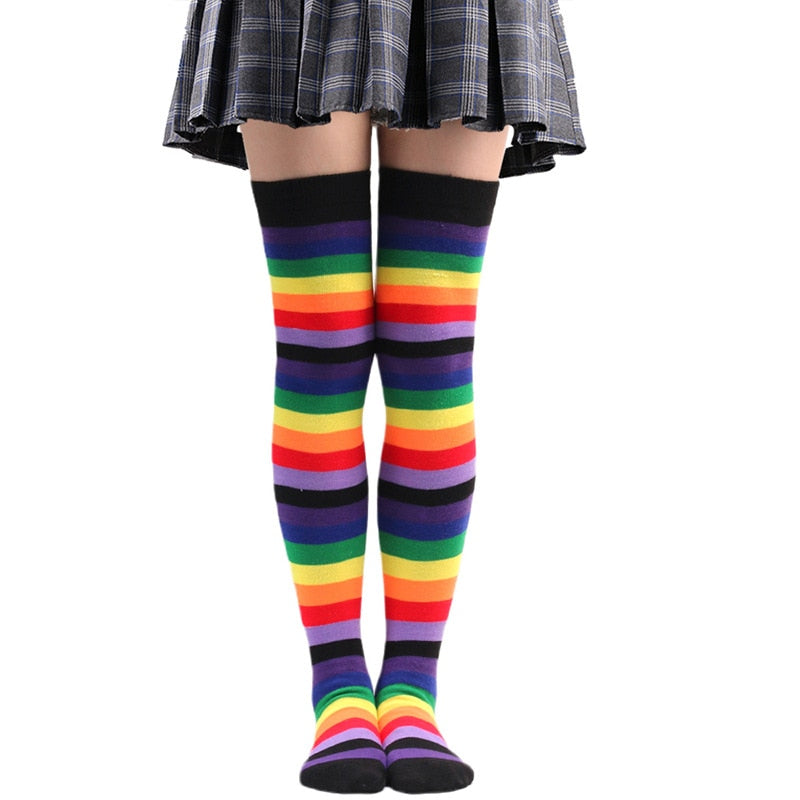 Colorful Rainbow Striped Long Socks