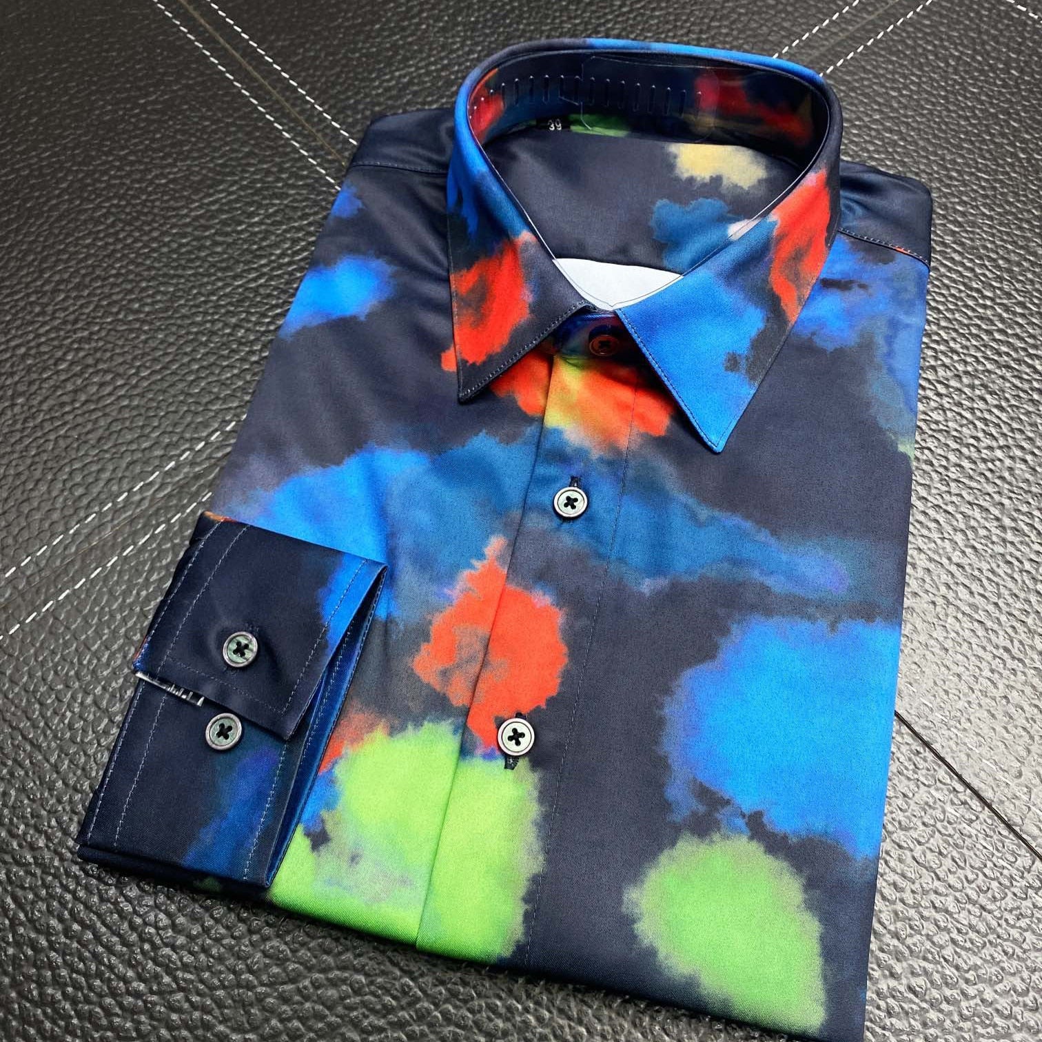 Colorful Print Long Sleeve Anti-Wrinke Shirt