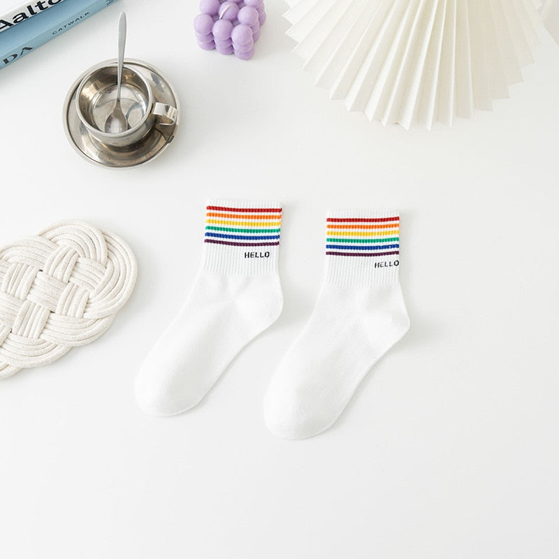 White And Fancy Cotton Socks