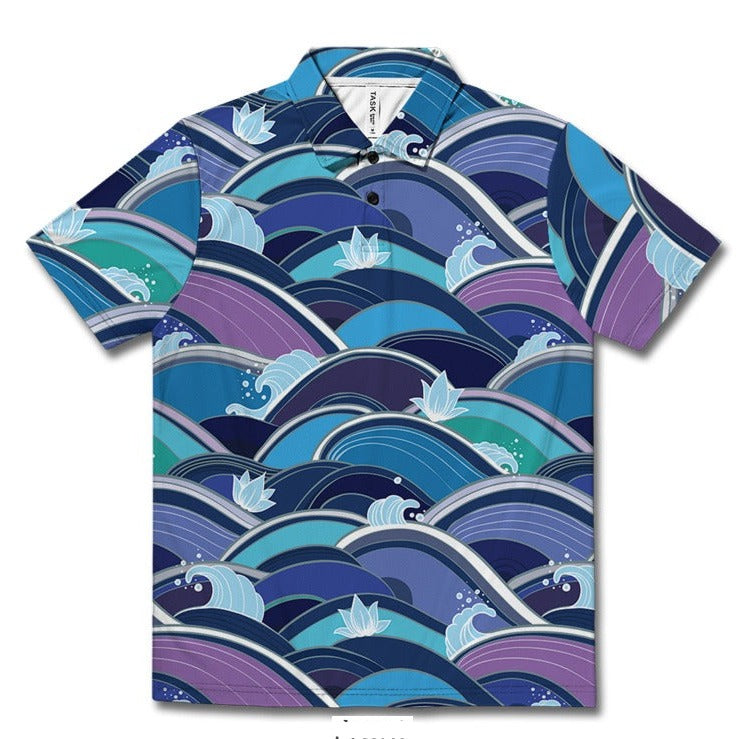 Retro Ocean Wave Printing Casual Shirt