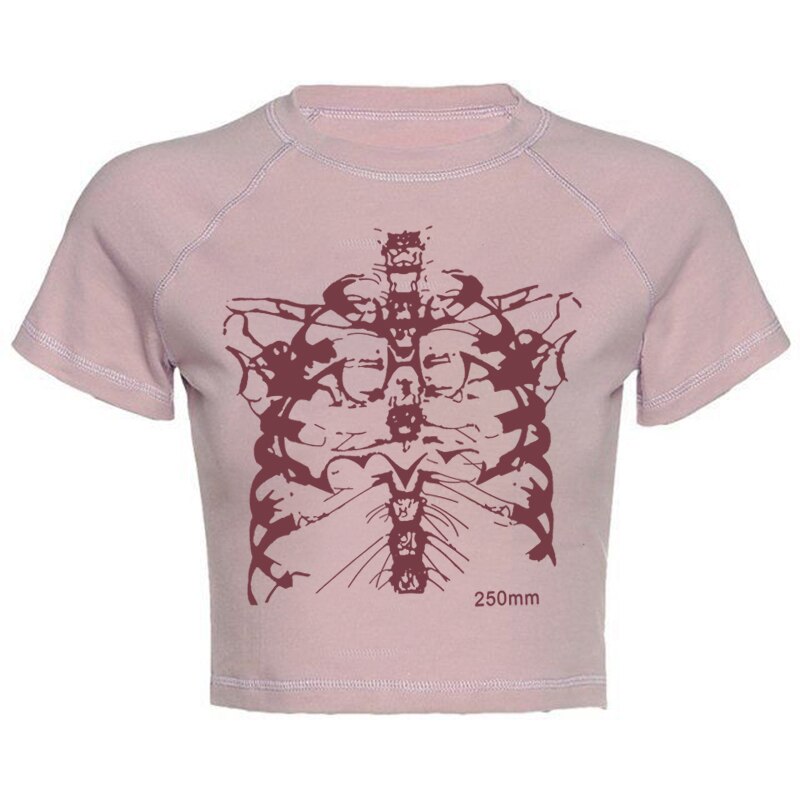 Skeleton Bones Crop Top Short Sleeve