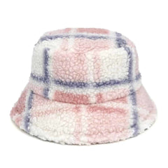 Plaid Pattern Wool Bucket Hat