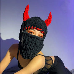 Devil's Horn Knit Balaclava