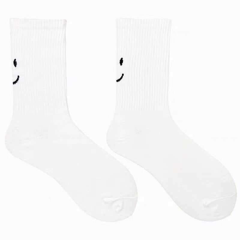 Solid Color Happy And Sad Faces Socks