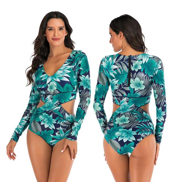 One-Piece Long Sleeve Surfing Swimwear