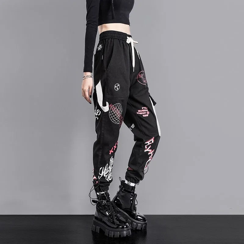 Graffiti Multi Pockets Loose Cargo Pants