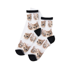 Cat Design Sheer Mesh Socks