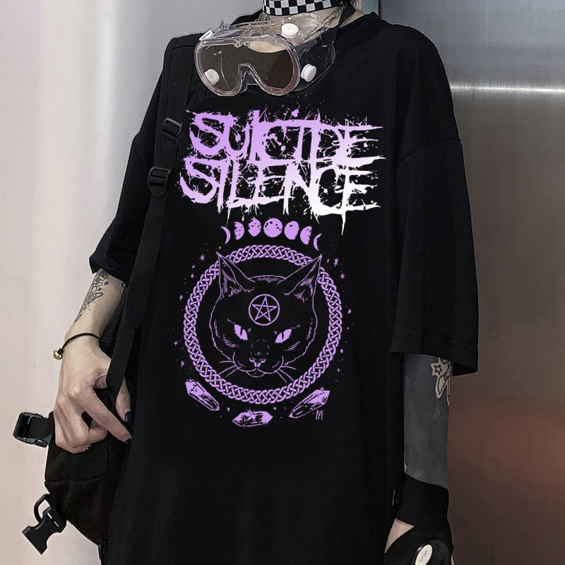 Moon Phases Crystal Magic Black Cat Suicide Silence T-shirt