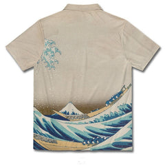 Retro Ocean Wave Printing Casual Shirt