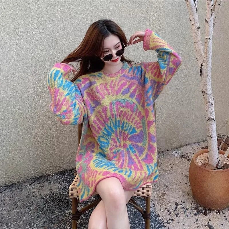 Tie Dye Oversized Knitted Sweater