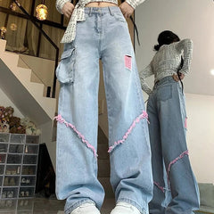 Ripped Y2k Harajuku Wide Leg Blue Jeans