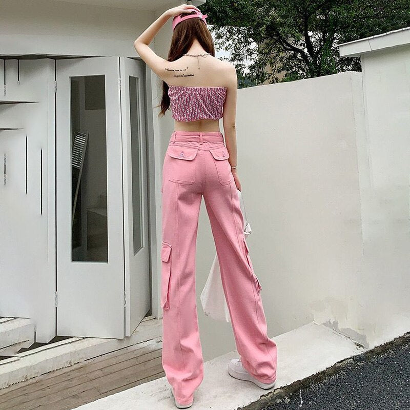 Y2k High Waist Wide Leg Trousers Cargo Pants