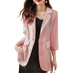 Elegant Lapel Button Pockets Long Sleeve Blazer