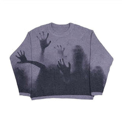 Cartoon Print Y2K Gothic Sweater