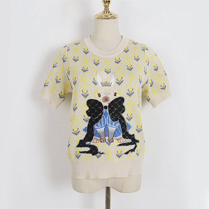 Embroidery Rabbit Short Sleeve T-Shirt