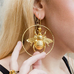 Gold Wasp Hoop Earrings