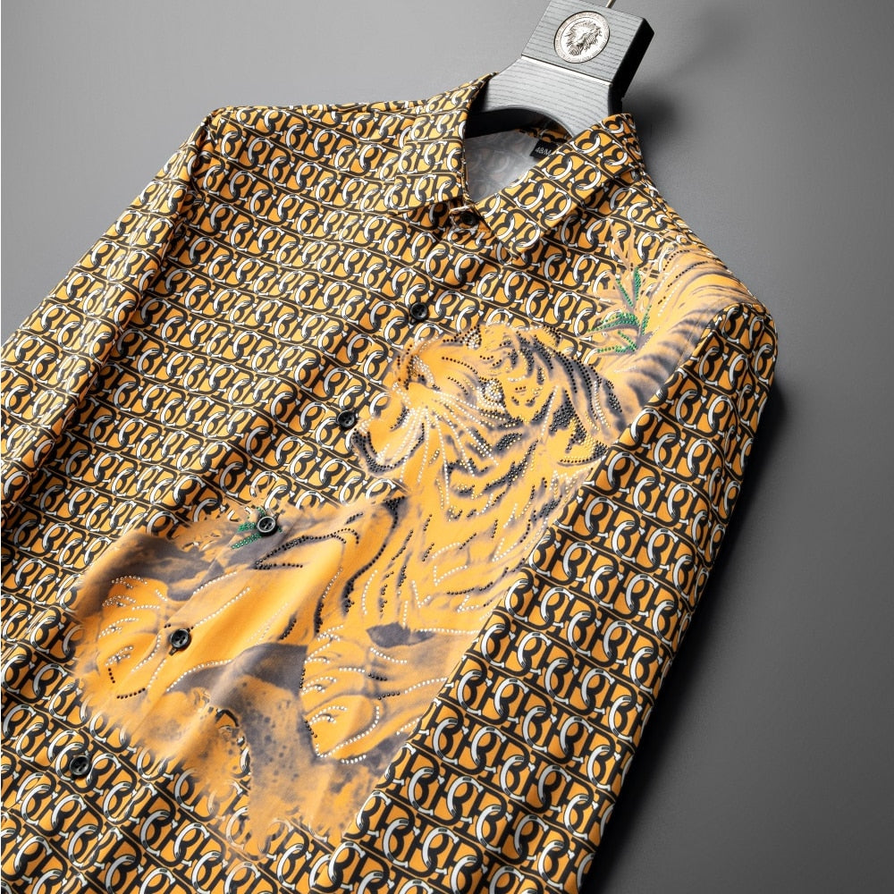 Luxury Tiger Print Long Sleeve Shirt