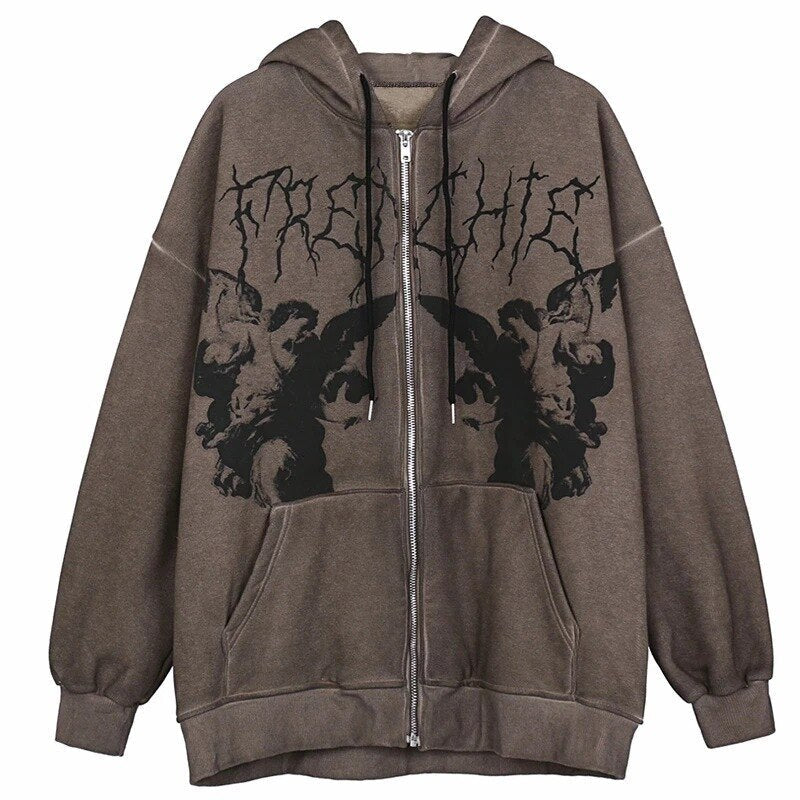 Society Goth Printed Oversized Hoodie