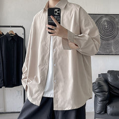 Solid Color Oversize Long Sleeve Shirt