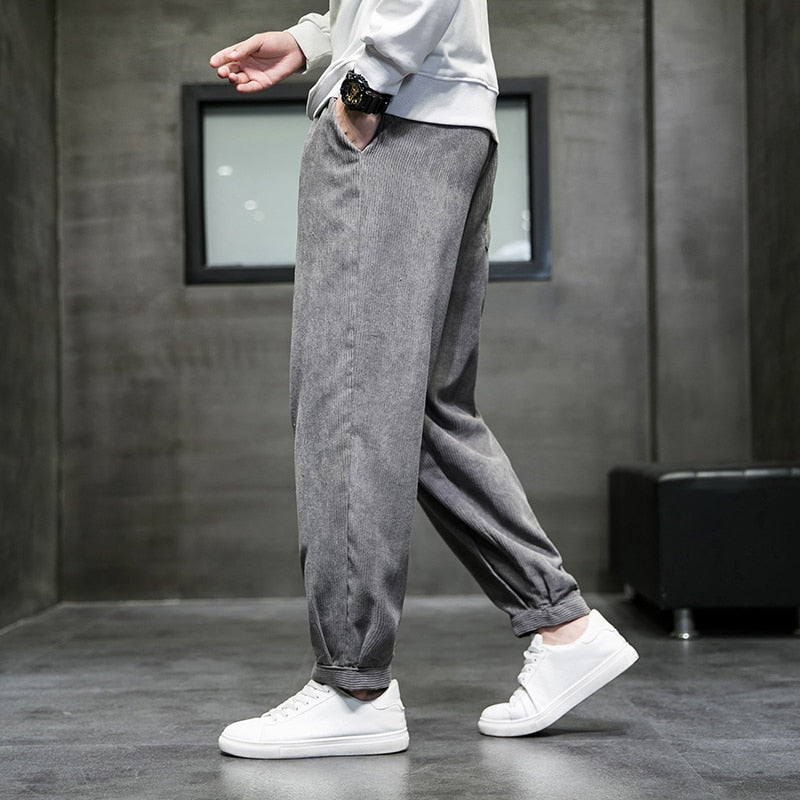 Corduroy Sweatpants Solid Color