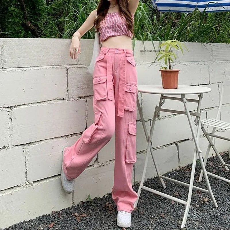 Y2k High Waist Wide Leg Trousers Cargo Pants