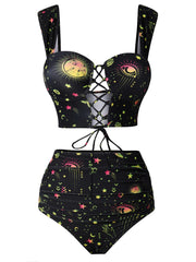 Lace-up Celestial Bodies Tankini