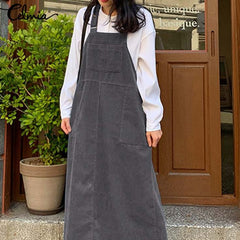 Corduroy Dress Loose Sleeves