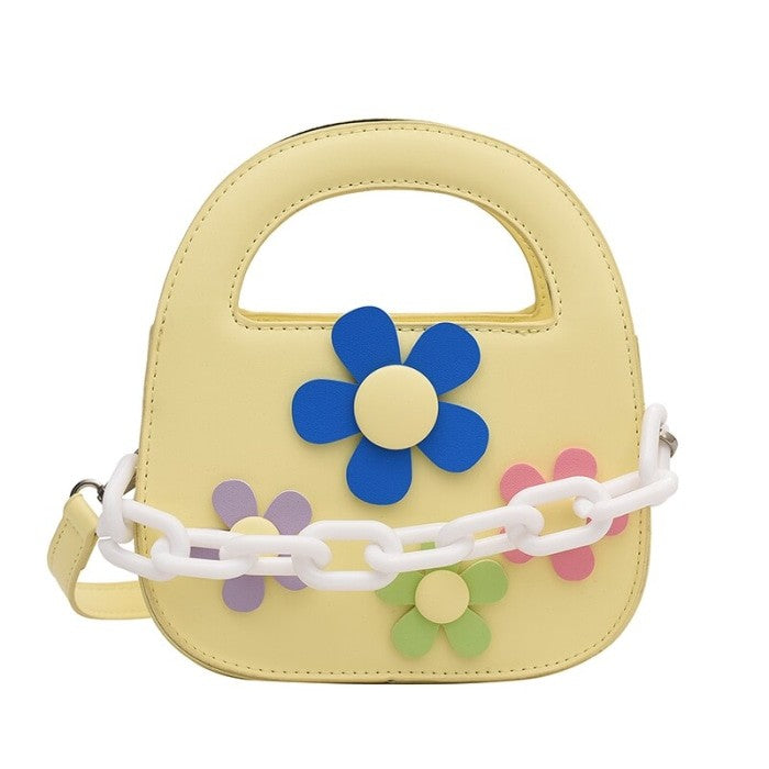 Round Handle With Chain Ornament Cute Bag